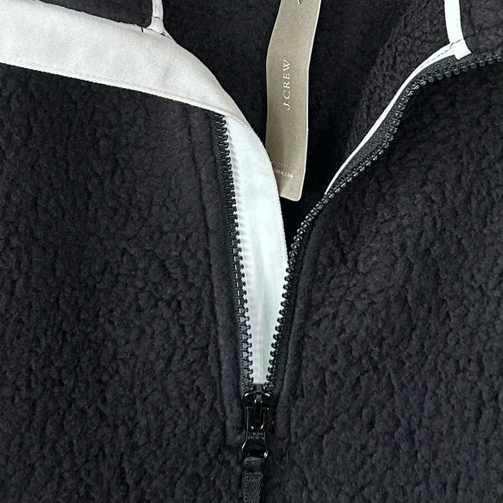 NWT J. CREW Polartec Women’s Fleece Half Zip Pullover Teddy Jacket Black XXS - Picture 5 of 9